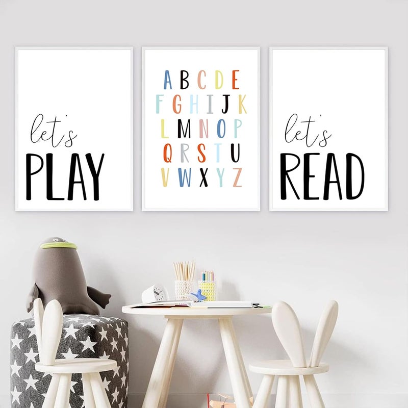 Joocrise Kids Playroom Wall Art Set - Let's Play and Read - Image 4