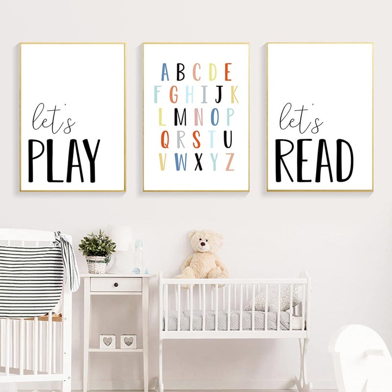 Joocrise Kids Playroom Wall Art Set - Let's Play and Read - Image 5