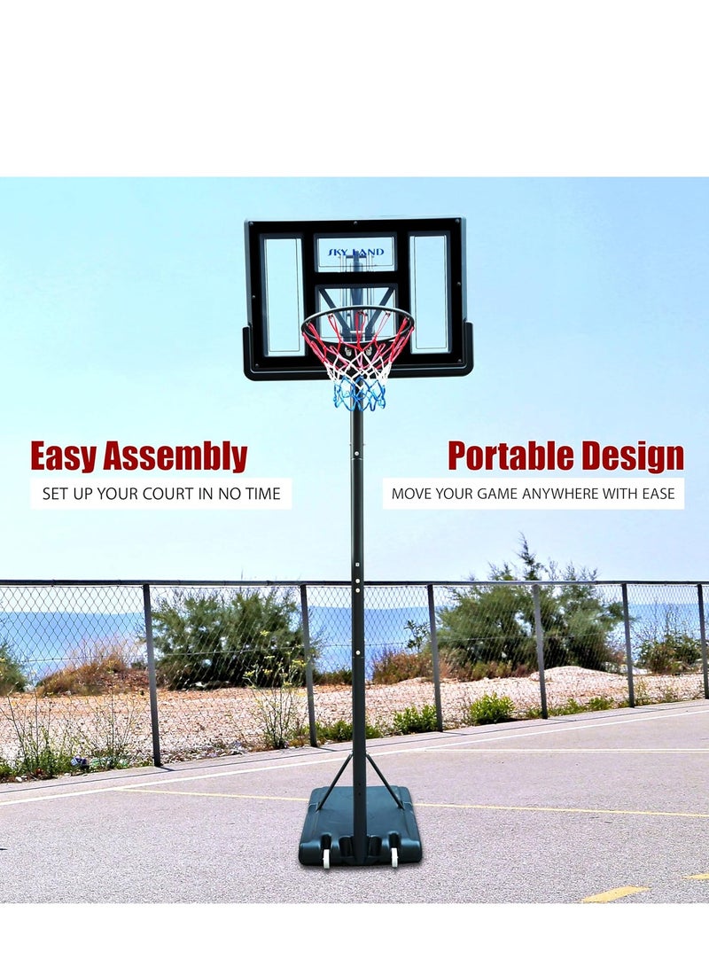 Sky Land Portable Basketball Hoop & Stand Set With Wheels | Pro Court Height Adjustable 8-12 ft, 44" Backboard for Adults & Kids, Outdoor/Indoor Basketball Stand  - Image 2