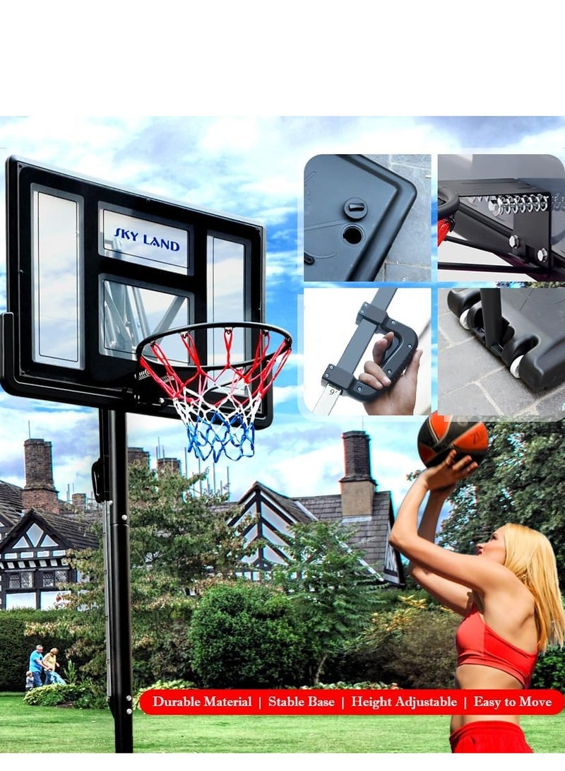 Sky Land Portable Basketball Hoop & Stand Set With Wheels | Pro Court Height Adjustable 8-12 ft, 44" Backboard for Adults & Kids, Outdoor/Indoor Basketball Stand  - Image 5