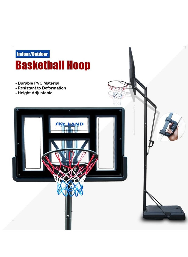 Sky Land Portable Basketball Hoop & Stand Set With Wheels | Pro Court Height Adjustable 8-12 ft, 44" Backboard for Adults & Kids, Outdoor/Indoor Basketball Stand  - Image 3