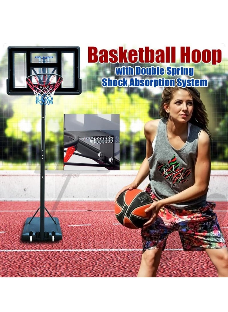 Sky Land Portable Basketball Hoop & Stand Set With Wheels | Pro Court Height Adjustable 8-12 ft, 44" Backboard for Adults & Kids, Outdoor/Indoor Basketball Stand  - Image 4