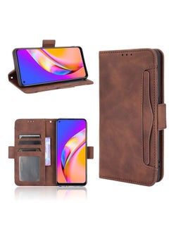 HuHa Case Cover For OPPO A94 4G/F19 Pro 4G/Reno5 F/Reno5 Lite Skin Feel Calf Pattern Horizontal Flip Leather Case with Holder & Card Slots & Photo Frame Brown 