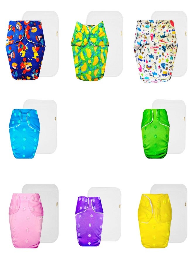 Dumbledo Premium Cloth Diaper with Cotton Insert (Pack of 8) | Dry Feel and Comfortable | Reusable & Washable | Travel Friendly | Trusted by Moms | 3 Months - 3 Years | Unisex Baby - Image 1