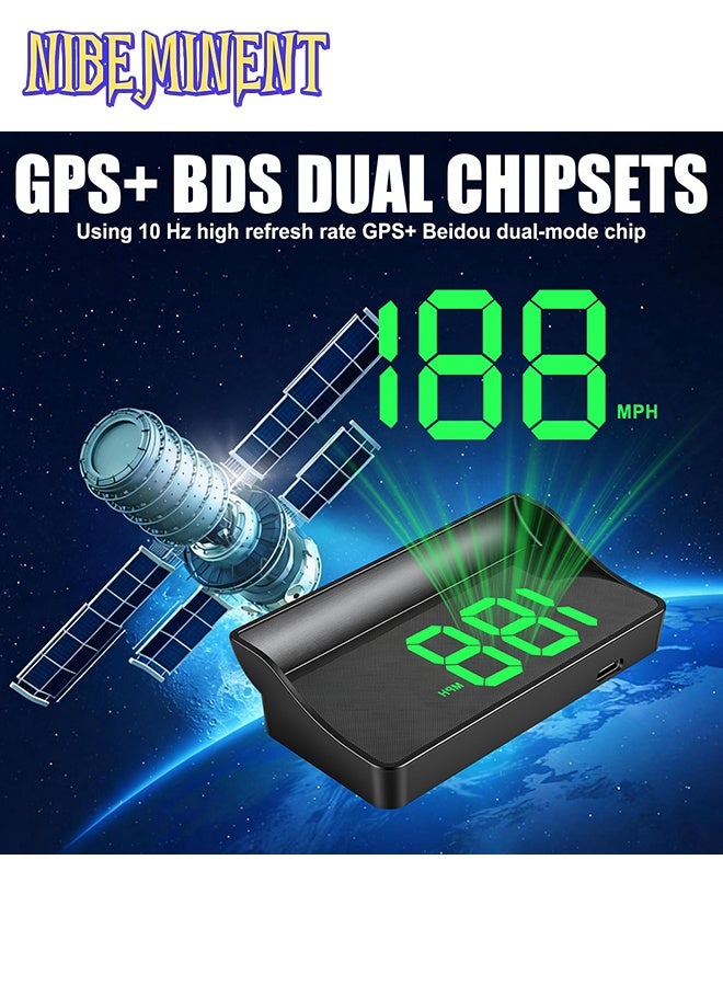 NIBEMINENT عرض رأس للسيارات، مقياس سرعة رقمي GPS مع موصل USB بخط كبير عالي الدقة، عرض سرعة HUD عالمي، ملحقات داخلية للسيارة لجميع الطرازات - Image 4