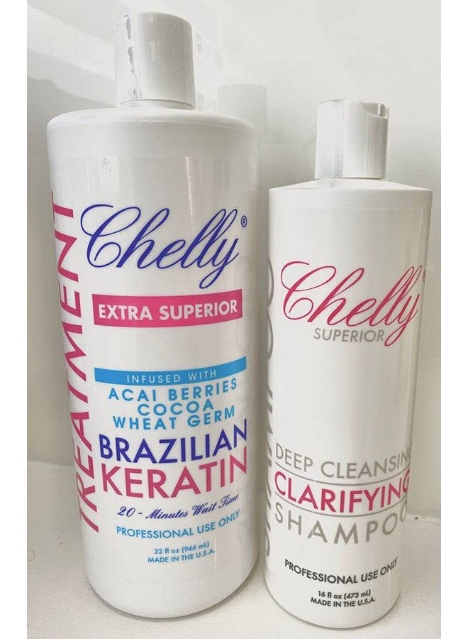 CHELLY Extra Superior Brazilian Keratin Infused With Acai Berries Cocoa Wheat& Clarifying Shampoo Combo - Image 3