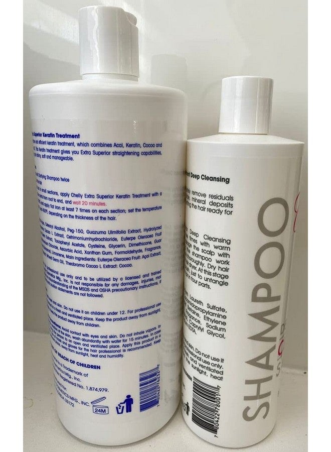 CHELLY Extra Superior Brazilian Keratin Infused With Acai Berries Cocoa Wheat& Clarifying Shampoo Combo - Image 4