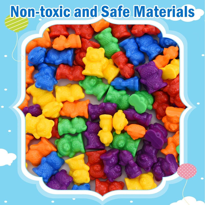 Timoo Colored Counting Bears, 60 PCS Color Sorting Bears (Green & Purple & Blue & Orange & Red & Yellow) - Image 5