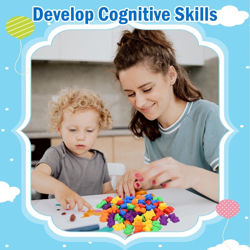 Timoo Colored Counting Bears, 60 PCS Color Sorting Bears (Green & Purple & Blue & Orange & Red & Yellow) - Image 4