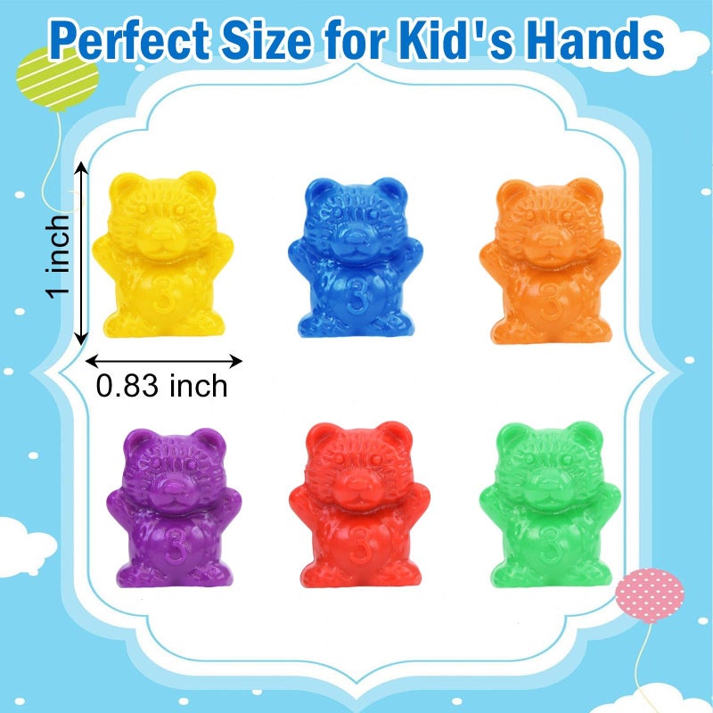 Timoo Colored Counting Bears, 60 PCS Color Sorting Bears (Green & Purple & Blue & Orange & Red & Yellow) - Image 3
