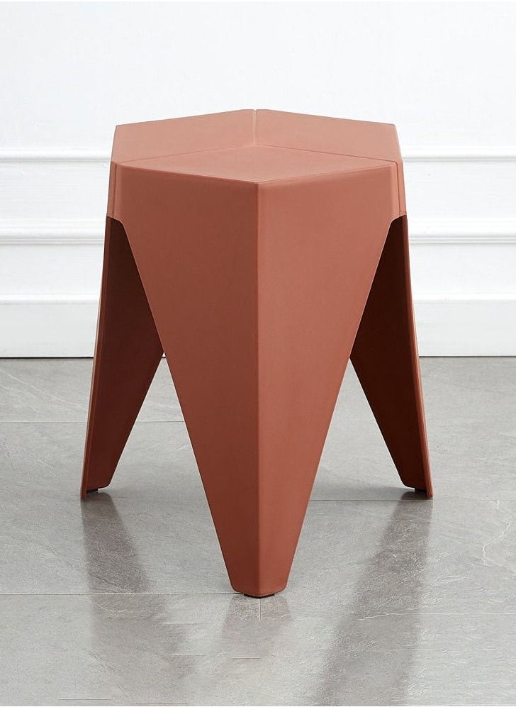 Merry Moments - Modern Plastic Stool Plastic Seat Creative Minimalist Nordic Stool for Living Room Dining Office Hotel Red 34x32x45cm - Image 1