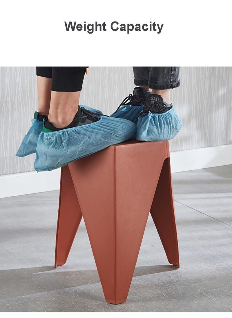 Merry Moments - Modern Plastic Stool Plastic Seat Creative Minimalist Nordic Stool for Living Room Dining Office Hotel Red 34x32x45cm - Image 1
