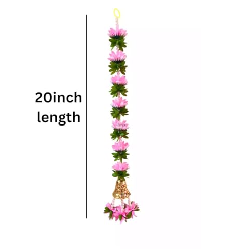 afarza Toran Garland Backdrop Bell Wall Hanging for Door Entrance Home Festival Decoration Handmade Pooja Gift 20 Inch 4 Pieces (BABYPINK) - Image 5