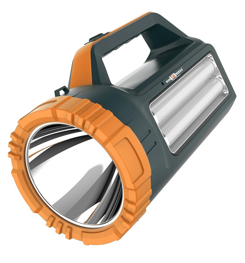 Pick Ur Needs Pick Ur Needs Emergency Rechargeable Long Range Search Torch Light 100 Watt Side 2 Tube Orange - Image 1