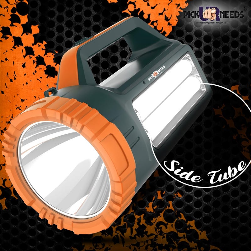 Pick Ur Needs Pick Ur Needs Emergency Rechargeable Long Range Search Torch Light 100 Watt Side 2 Tube Orange - Image 3