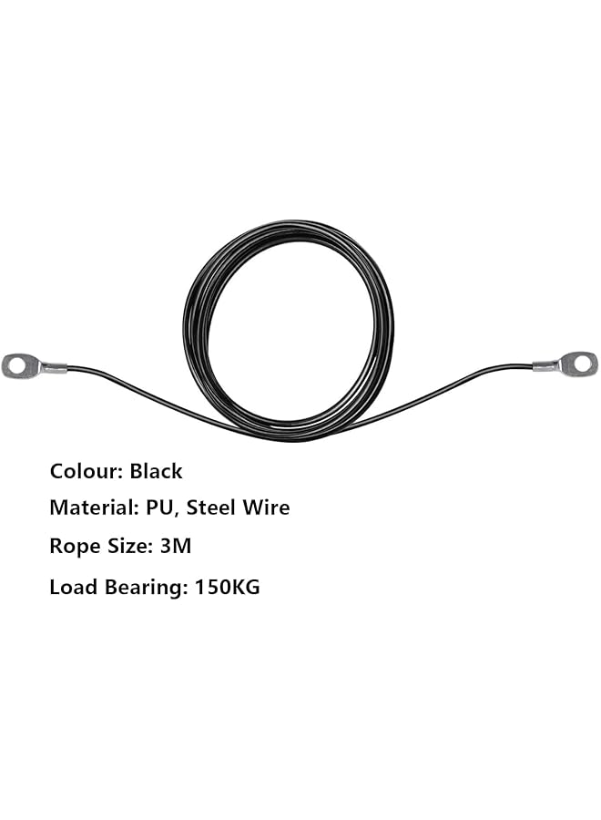 X spring Fitness Pulley Cable Home Gym Replacement Cable Machine Accessories 3M Gym Cable for Fitness Pulley System 5mm Thick Heavy Duty Steel Wire Rope with Black PU Coating - Image 3