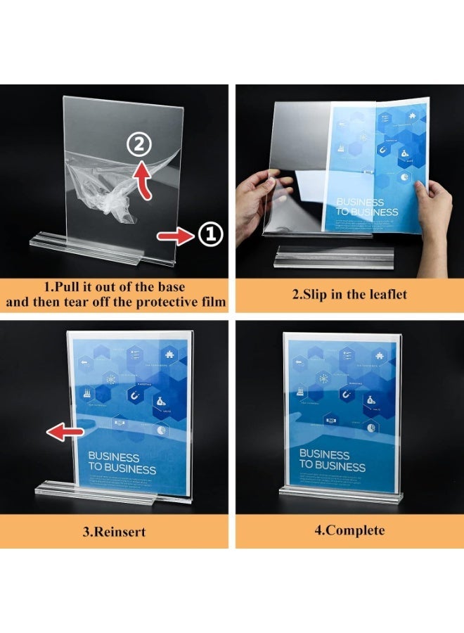 MostNow حامل لافتات أكريليك MostNow، حزمة من 5 قطع، حامل لافتات شفاف مزدوج الوجه بحجم A5، حامل لافتات ورقي لسطح الطاولة، حامل منشورات قائمة طعام عمودي، إطار لافتات بلاستيكي للمتاجر والمطاعم والفنادق والمكاتب (A5) - Image 2