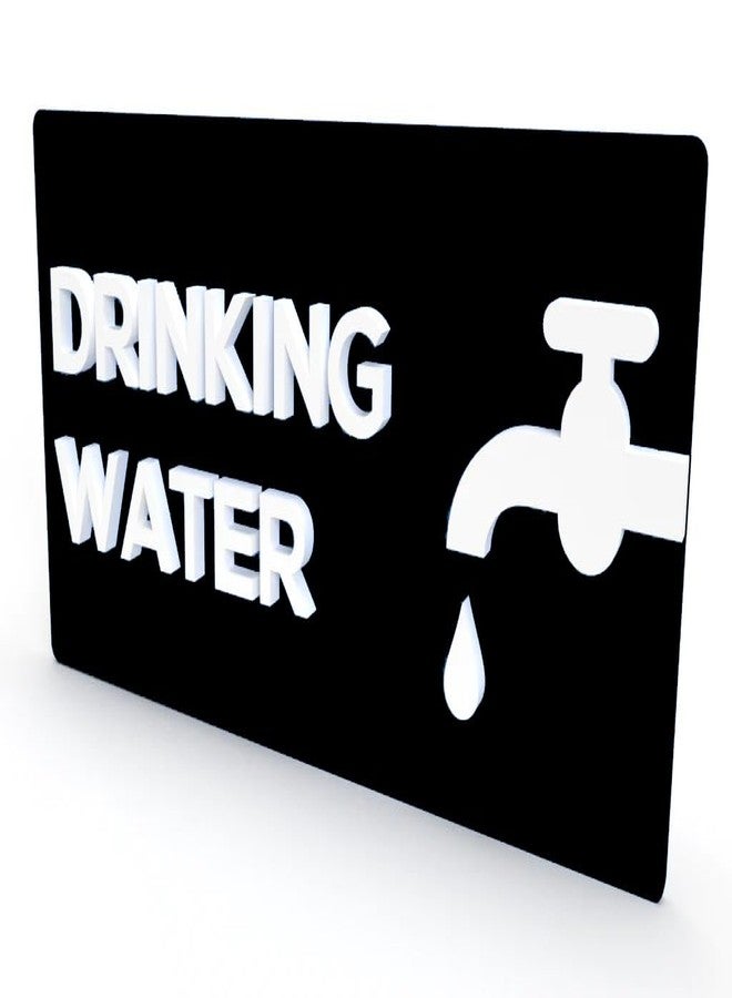 DECOR KAFE 3D Acrylic Sign Board with Drinking Water & Water Tap Symbol - 5mm Letters, 3mm Sheet, 3M Tape Backside (8" x 4", Black) - Image 1