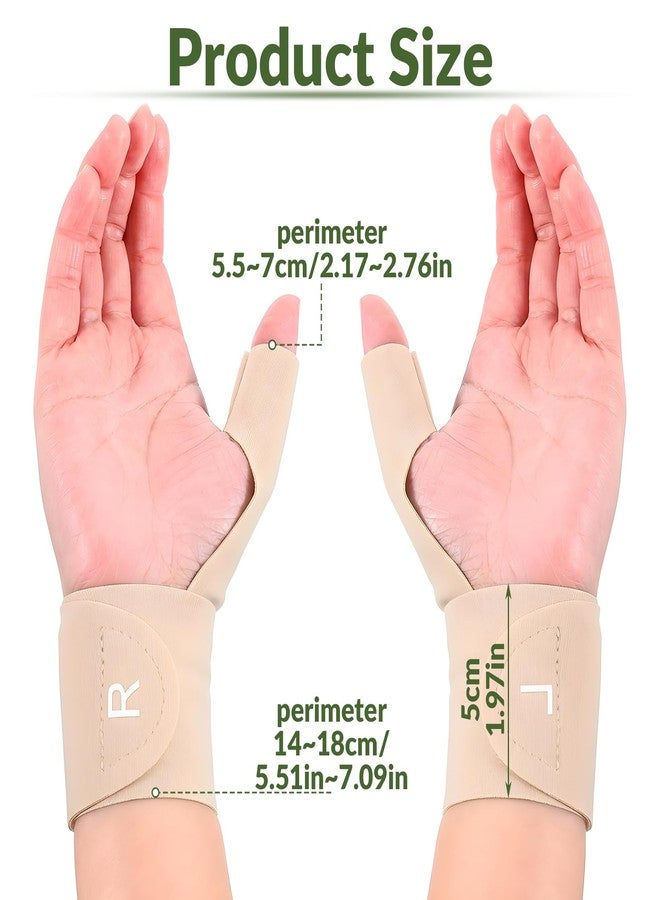Wanmu 2 Pcs Thumb Wrist Brace Compression Sleeve for Women and Men, Elastic Protector Support Glove Fits Both Hands for Arthritis Pain Relief, Tendonitis, Sprains, Sports (Skin Color) - Image 2