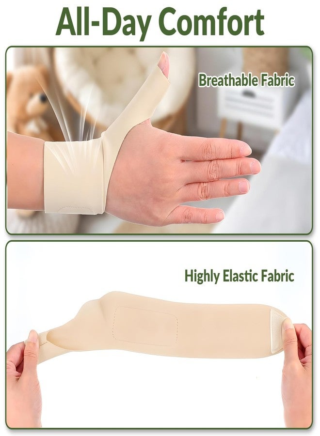 Wanmu 2 Pcs Thumb Wrist Brace Compression Sleeve for Women and Men, Elastic Protector Support Glove Fits Both Hands for Arthritis Pain Relief, Tendonitis, Sprains, Sports (Skin Color) - Image 4