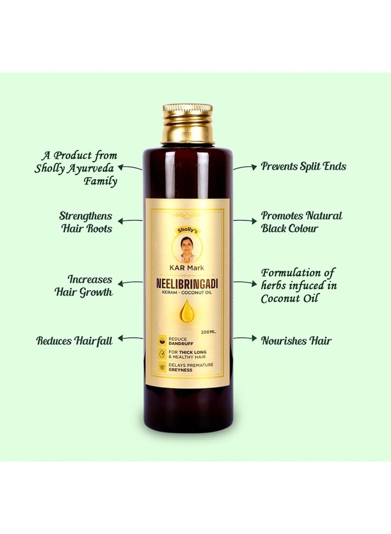 KAR MARK Neelibringadi Keram Coconut Hair Oil 200ml - Ayurvedic Formula with Neeli, Bhringaraj & Amla | Hair Growth, Hair Fall, Premature Greying Control & Dandruff Care - Image 4