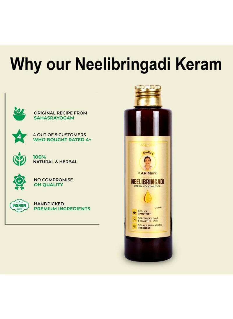 KAR MARK Neelibringadi Keram Coconut Hair Oil 200ml - Ayurvedic Formula with Neeli, Bhringaraj & Amla | Hair Growth, Hair Fall, Premature Greying Control & Dandruff Care - Image 3