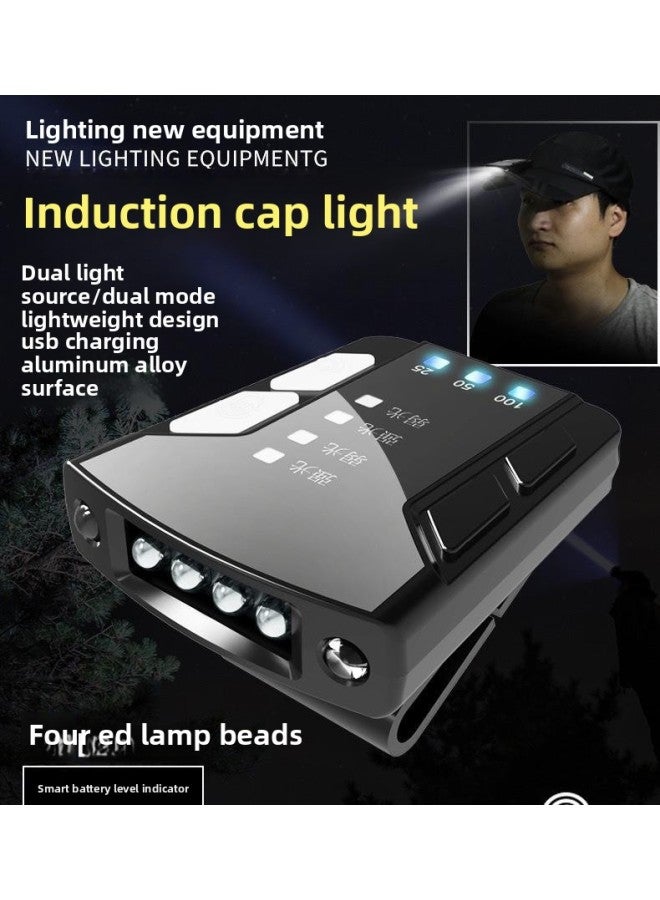 Factory Direct Induction Headlight Power Display USB Charging Fishing Headlight Night Fishing Cap Clip Light Bright Cap Light