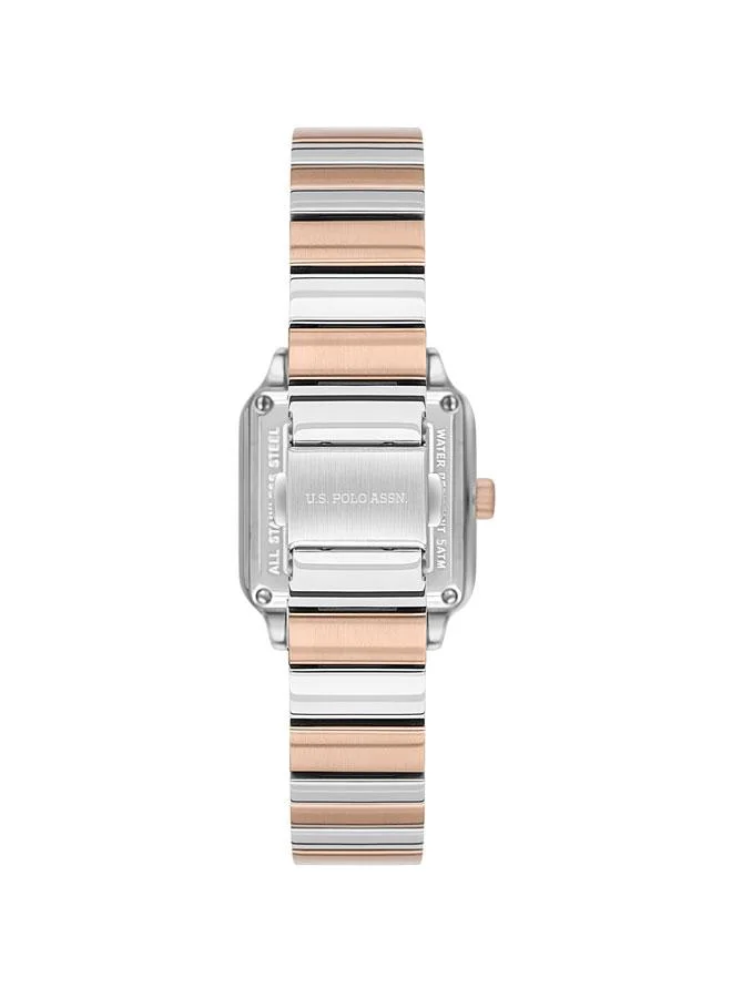 U.S. Polo Assn. Stile 28mm Women's Watch with White Mother-of-Pearl Dial & Two-tone Stainless Steel Bracelet