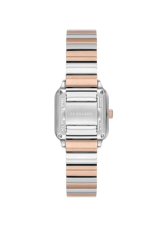 U.S. Polo Assn. - U.S. Polo Assn. Stile Ladies' 28x34mm Watch with White Mother-of-Pearl Dial, Diamond Accents & Two-Tone Rose Gold/Silver Stainless Steel Band - USPA2100-05, Effortless Sophistication - Image 1