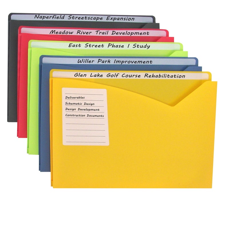 CLine WriteOn Poly File Jackets Straight Tab Letter Size Assorted Colors Pack of 25