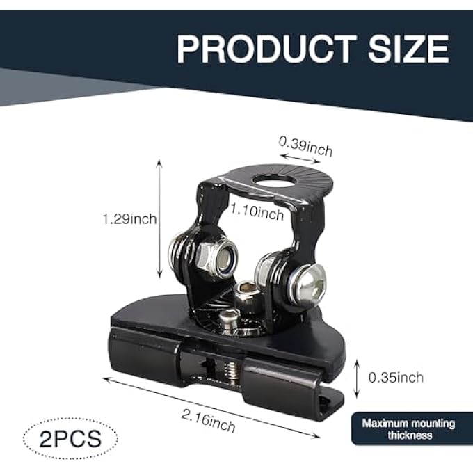 ريحني غطاء محرك السيارة Pack2 حامل كشافات قاعدة هيكل معدني متين من المطاط مغلف ممتص صدمات حامل تثبيت زاوية قابلة للتعديل LED تثبيت مصباح شامل لمعظم السيارات أسود - Image 3