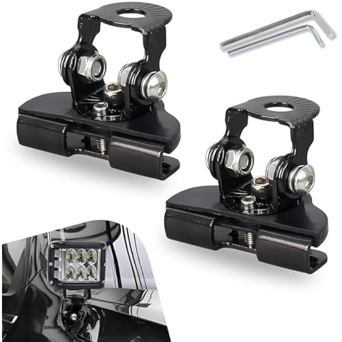 ريحني غطاء محرك السيارة Pack2 حامل كشافات قاعدة هيكل معدني متين من المطاط مغلف ممتص صدمات حامل تثبيت زاوية قابلة للتعديل LED تثبيت مصباح شامل لمعظم السيارات أسود - Image 1