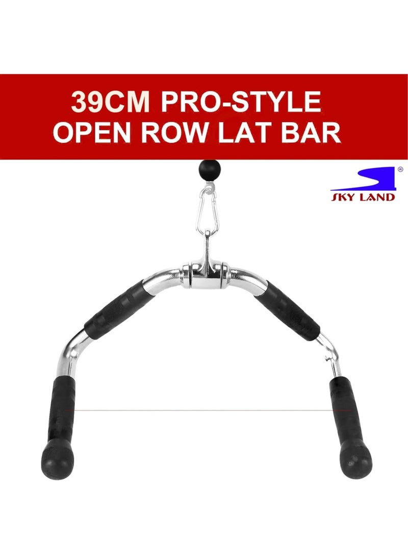 Sky Land Multi Exercise Bar Cable Attachment | Lat pull-down Bar Cable Machine Attachments Tricep Press Down Bar | Revolving Straight Curl Pulldown Bar with Rotating & Rubber Handle Grips  - Image 3
