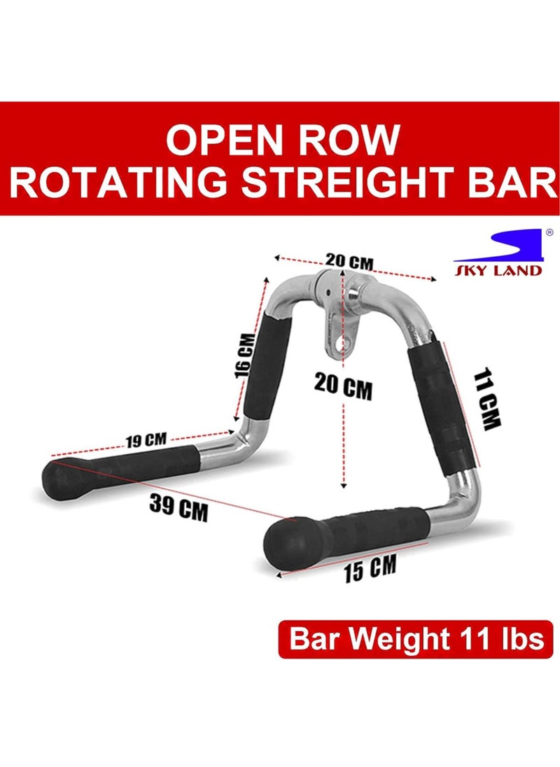 Sky Land Multi Exercise Bar Cable Attachment | Lat pull-down Bar Cable Machine Attachments Tricep Press Down Bar | Revolving Straight Curl Pulldown Bar with Rotating & Rubber Handle Grips  - Image 2