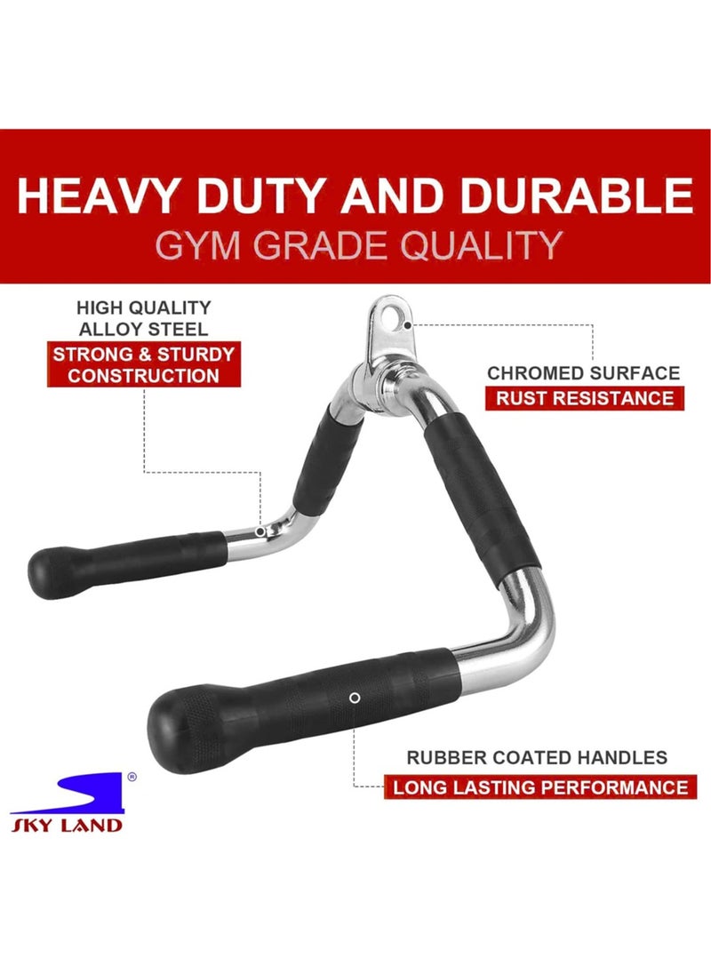 Sky Land - Multi Exercise Bar Cable Attachment | Lat pull-down Bar Cable Machine Attachments Tricep Press Down Bar | Revolving Straight Curl Pulldown Bar with Rotating & Rubber Handle Grips - Image 1