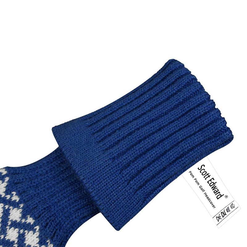 Scott Edward 1PCS Knit Pom Pom Hybrid(UT) Club Protector Golf Club Cover with Rotating Number Tags,Soft,Portable(Blue Reticulated) - Image 5
