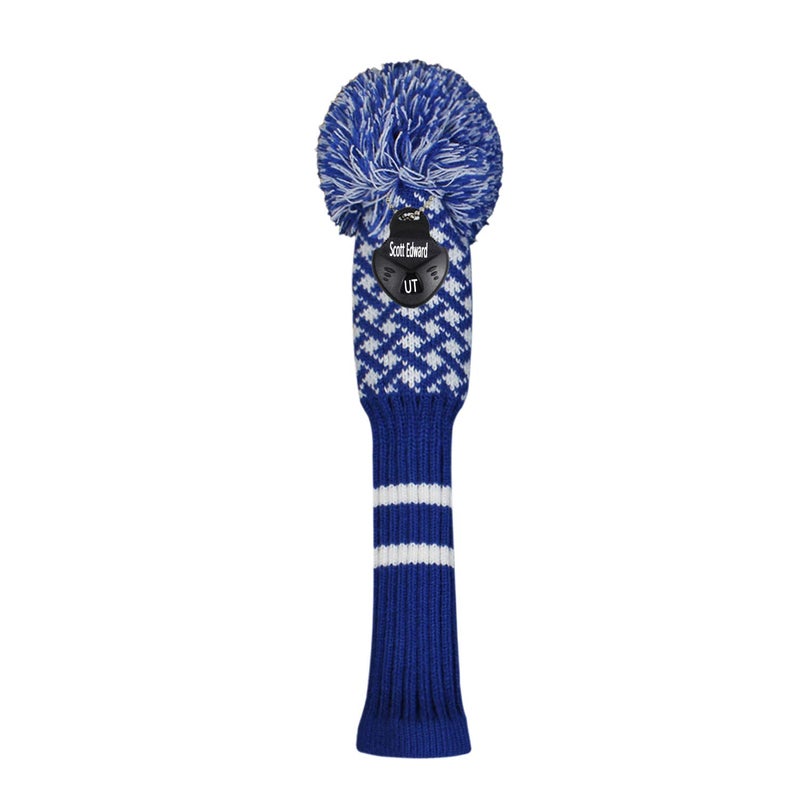 Scott Edward 1PCS Knit Pom Pom Hybrid(UT) Club Protector Golf Club Cover with Rotating Number Tags,Soft,Portable(Blue Reticulated) - Image 1
