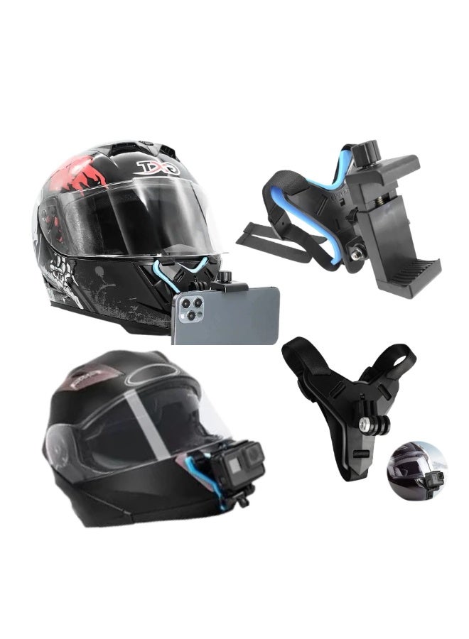 Helmet Mobile and Camera Gopro Holder 2 in 1 408 - Multicolor Orange or Blue