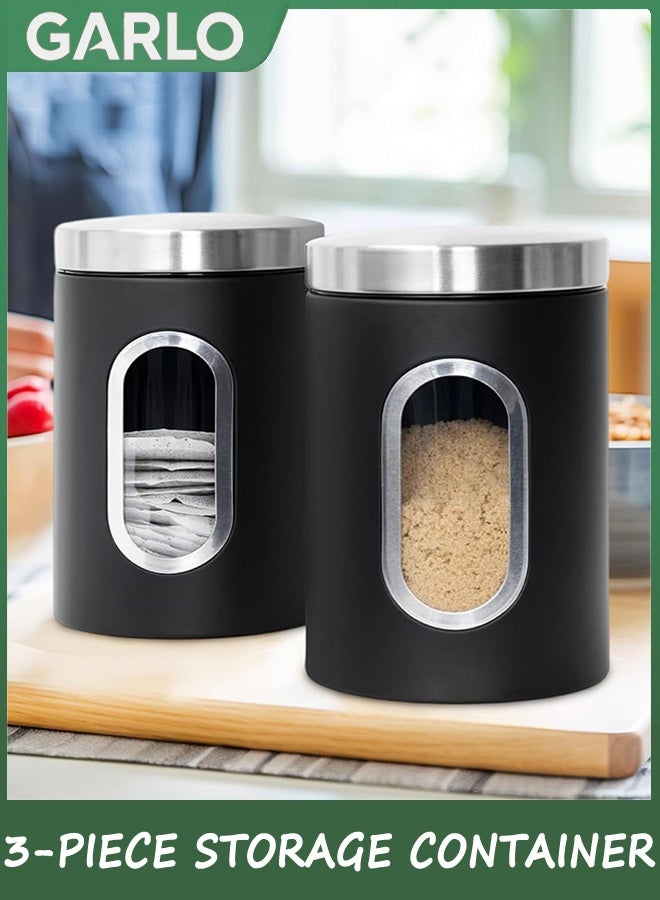 Garlo Tea Coffee and Sugar Canisters Set,Kitchen Organizers and Food Storage,Transparent Window Containers for Kitchen Food,Storage Container for Sugar,Coffee Beans,Tea,Candy,Cereal,Spices  - Image 5