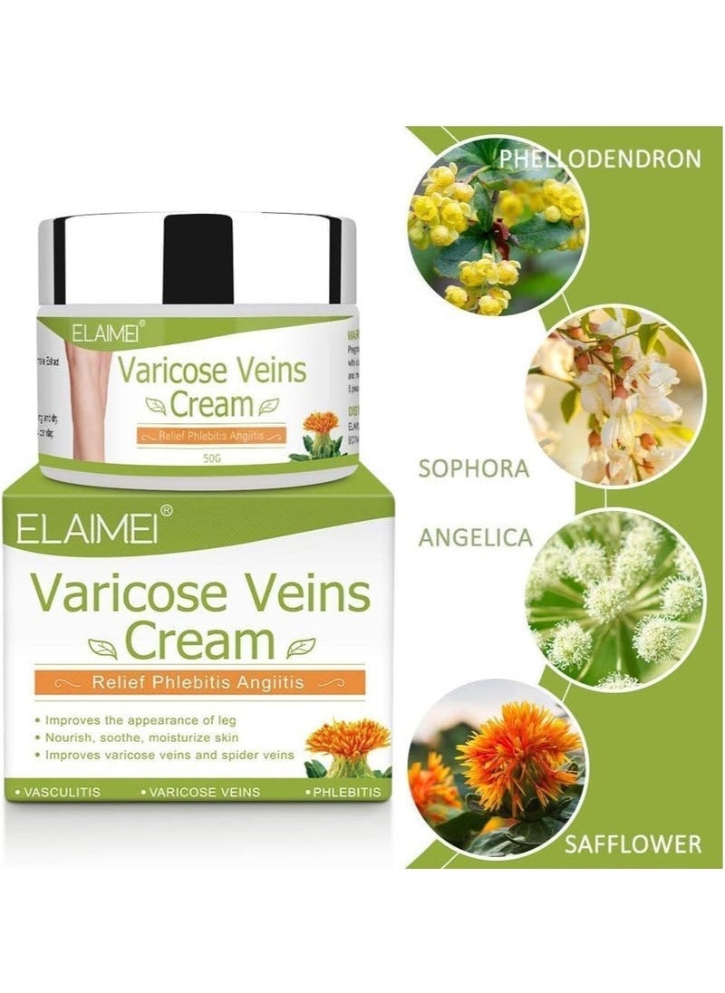 Elaimei Varicose Veins Treatment Cream 50G Spider Vein Cream Relief Tired and Heavy Legs Strengthen Capillary Health Improve The Apperance of Legs  - Image 3