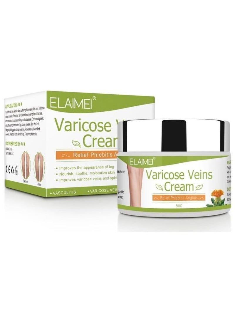Elaimei Varicose Veins Treatment Cream 50G Spider Vein Cream Relief Tired and Heavy Legs Strengthen Capillary Health Improve The Apperance of Legs  - Image 1