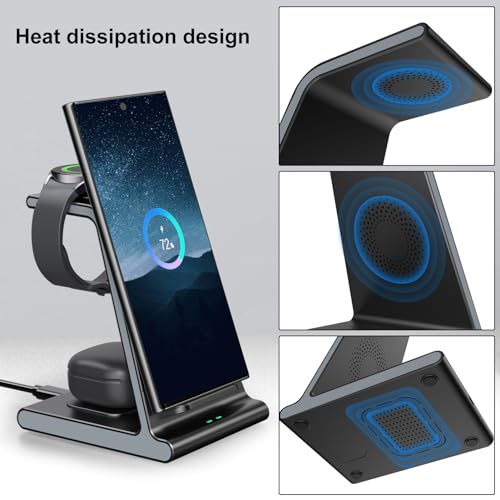 Phelinta Wireless Charger for Samsung S25 Ultra, Charging Station for Galaxy S25/S25 Edge/S24 Ultra/S24+/S24/S23/S22/Note 20/Z Flip 7/Fold 7, for Galaxy Watch 8/8 Classic/Ultra/7/6, Galaxy Buds 2 Pro/Pro - Image 5