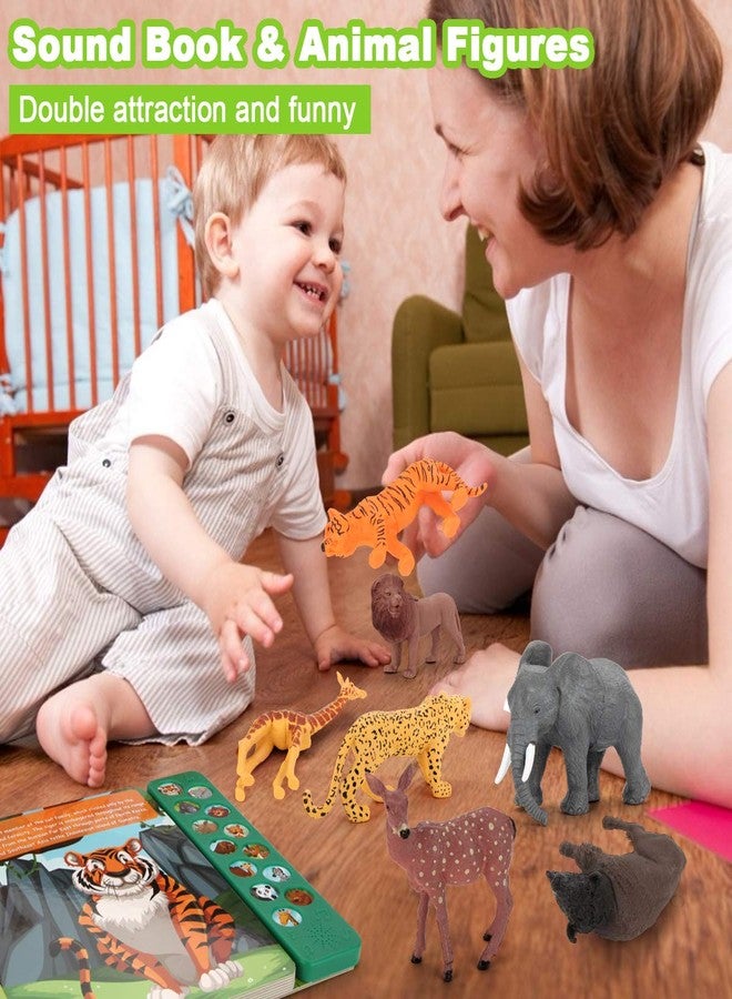 Tudoccy Safari Animals Figures Toys - 13 Realistic Wild Plastic Animal Figurines & Kids Sound Book - Educational Learning Toys Gift for 3 Years Old & Up Boys Girls Toddlers - Image 4