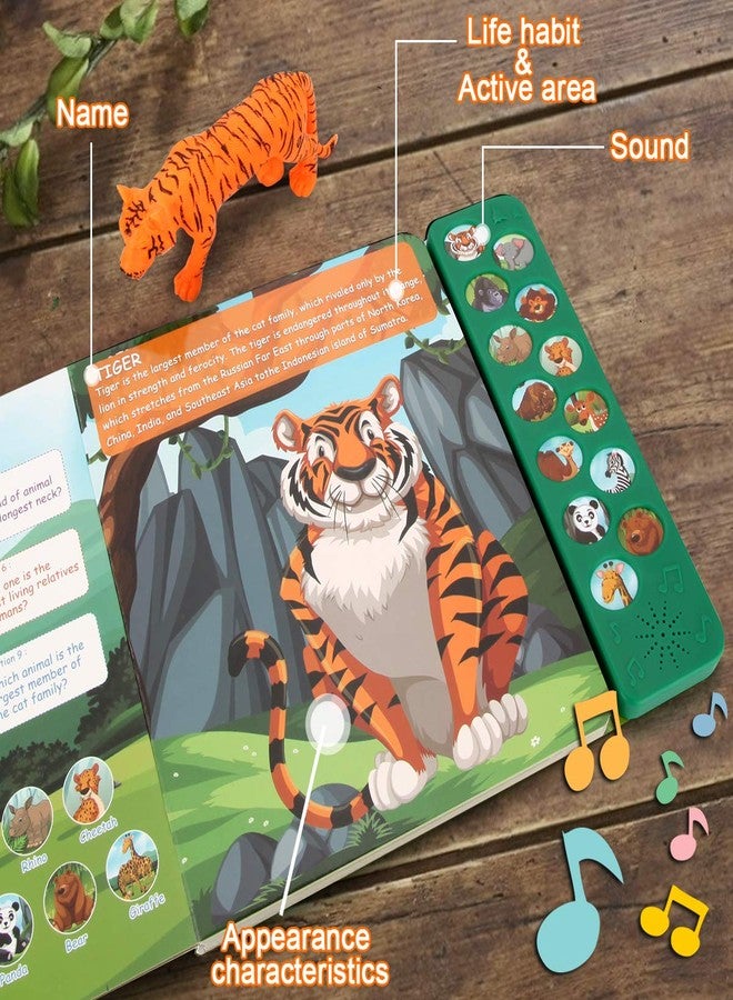 Tudoccy Safari Animals Figures Toys - 13 Realistic Wild Plastic Animal Figurines & Kids Sound Book - Educational Learning Toys Gift for 3 Years Old & Up Boys Girls Toddlers - Image 5