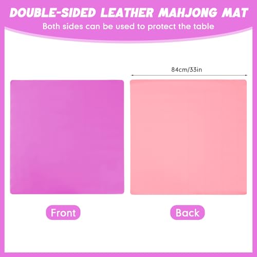 Sunnymove Leather 33 x 33 Mahjong Mat with Black Carrying Bag PU No Slip Noise Reduction Gaming Mat Mahjong Table Cover Accessories Gifts for Poker Board Games Dominoes Pink - Image 5