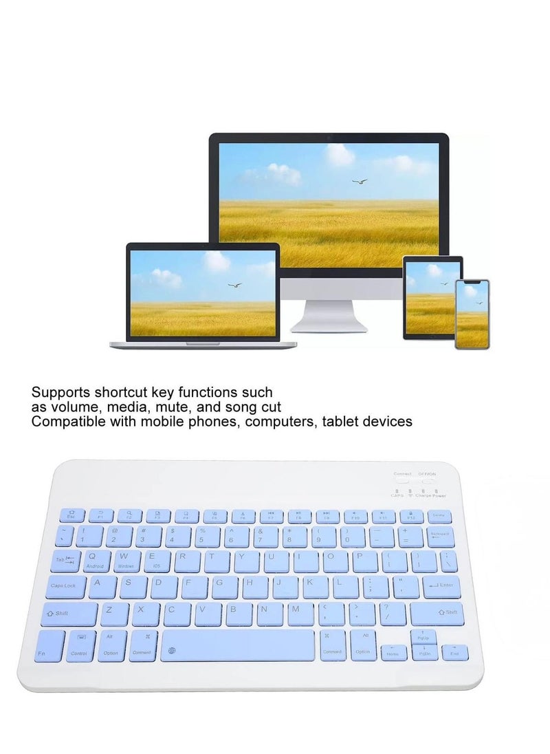 GULFLINK - Wireless Bluetooth Rechargeable Keyboard, Multi-Device Universal Bluetooth Keyboard, Portable Keyboard, Suitable for iOS Android, Windows iPad, Tablets MacBook (Light Blue) - Image 1