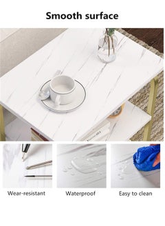 LEDIN End Table Sofa Side Table Bedside Desk Nightstand with Storage Basket for Living Room Bedroom Office Balcony White Easy to Assemble  - Image 5