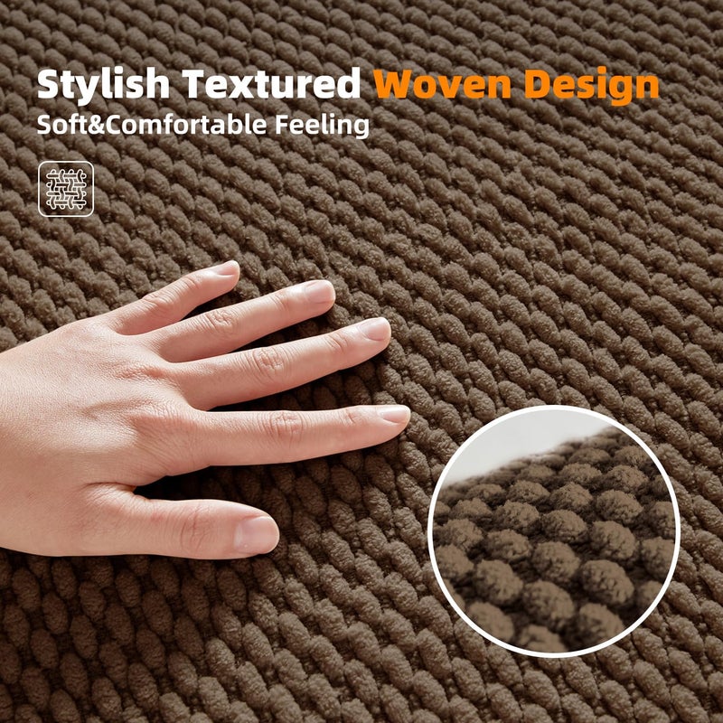 BULULOM Bathroom Rug - Soft and Absorbent Chenille with Rubber Backing  Quick-Dry Mat Washable Runner Rug for Shower Floor  Bathmat Accessories and Decor Brown 16""*24"" - Image 1