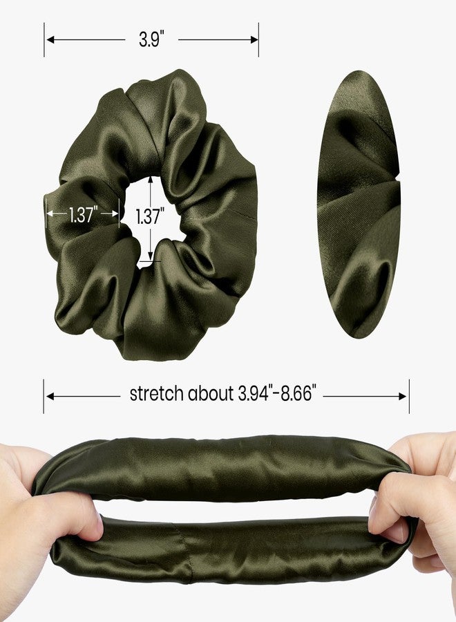 LILYSILK Silk Hair Scrunchies/Ties for Frizz & Breakage Prevention, 100% Mulberry, No Damage, Elastic ponytail Holders, 1Pc, Olive Green - Image 2