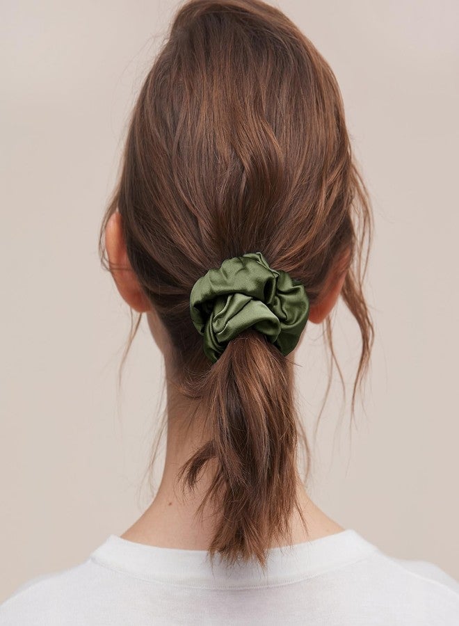 LILYSILK Silk Hair Scrunchies/Ties for Frizz & Breakage Prevention, 100% Mulberry, No Damage, Elastic ponytail Holders, 1Pc, Olive Green - Image 3